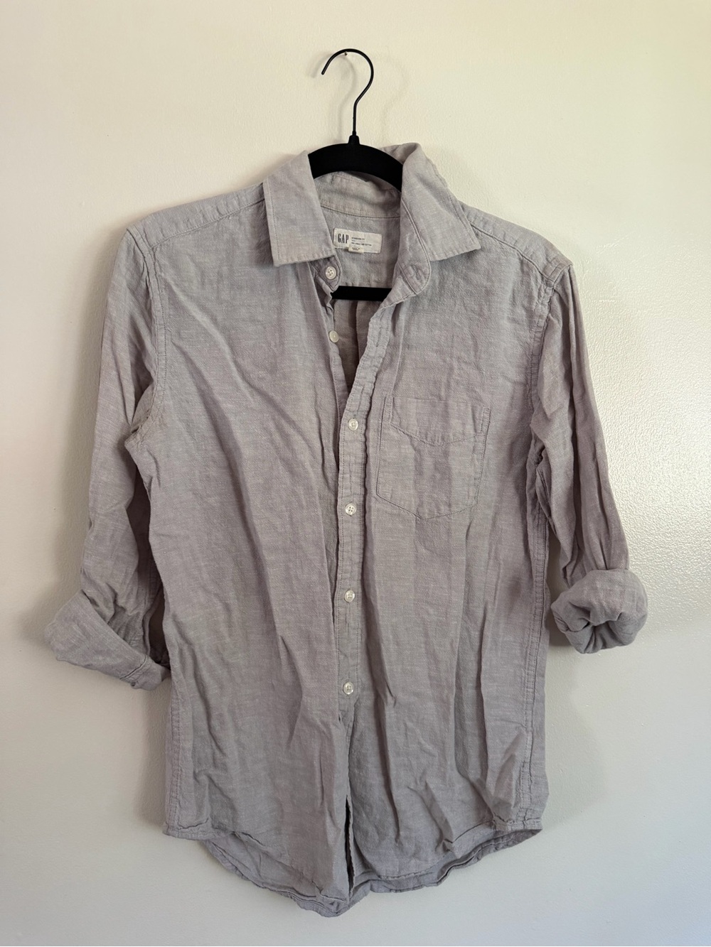 GAP Light Gray Linen Casual Button-Down Shirt